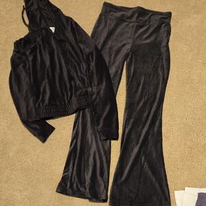 Black Velour Hoodie and Pants Set